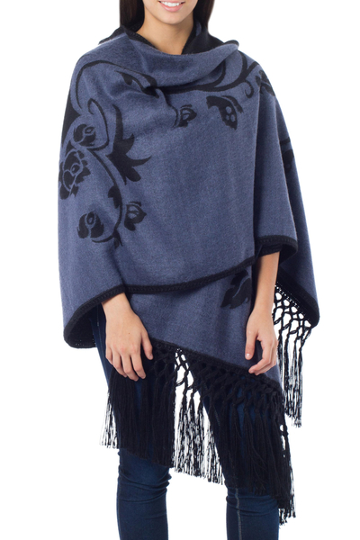 Alpaca blend shawl, 'Eternal Sky' - Reversible Alpaca Wool Shawl