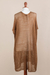 Knit tunic, 'Copper Dreamcatcher' - Knit Copper Tunic with V Neck and Short Sleeves
