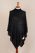 Knit poncho, 'Black Reality Squared' - Black Poncho with Turtleneck from Peru (image 2d) thumbail