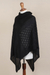 Knit poncho, 'Black Reality Squared' - Black Poncho with Turtleneck from Peru (image 2e) thumbail