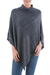 Knit poncho, 'Grey Reality Squared' - Dark Grey Poncho with Turtleneck from Peru thumbail