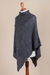 Knit poncho, 'Grey Reality Squared' - Dark Grey Poncho with Turtleneck from Peru (image 2e) thumbail