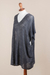 Knit tunic, 'Grey Dreamcatcher' - Grey Short Sleeve V Neck Tunic from Peru (image 2e) thumbail