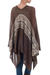 Cotton blend poncho, 'Brown Inca' - Woven Dark Brown Poncho with Stripe from Peru (image 2d) thumbail