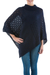 Knit poncho, 'Navy Reality Squared' - Navy Blue Poncho with Turtleneck from Peru thumbail