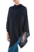 Knit poncho, 'Navy Reality Squared' - Navy Blue Poncho with Turtleneck from Peru (image 2b) thumbail