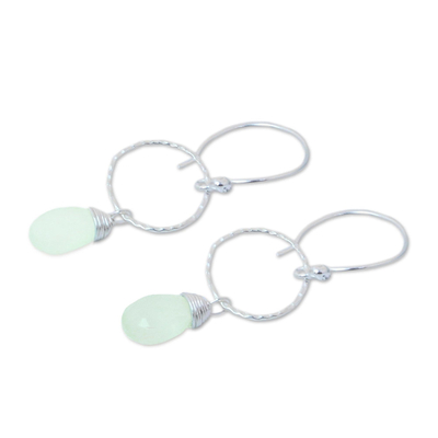 Chalcedony dangle earrings, 'Mystic Whisper' - Sterling Silver and Chalcedony Dangle Earrings