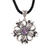 Amethyst pendant necklace, 'Lilac Lilies' - Floral Theme Sterling Silver and Amethyst Necklace from Bali