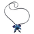 Natural orchid and sodalite long necklace, 'Midnight Blue' - Natural Flower Lariat Necklace