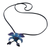 Natural orchid and sodalite long necklace, 'Midnight Blue' - Natural Flower Lariat Necklace