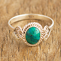 Chrysocolla cocktail ring, 'Green Sophistication'