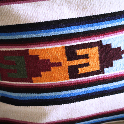 Wool cushion covers, 'Inca Paradise' (pair) - Hand Crafted Wool Striped Cushion Covers (Pair)