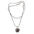 Garnet necklace, 'Sacred Red Lotus' - Floral Sterling Silver Garnet Pendant Necklace thumbail