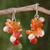 Pearl and carnelian cluster earrings, 'Summer's Glow' - Beaded Carnelian Earrings (image 2) thumbail