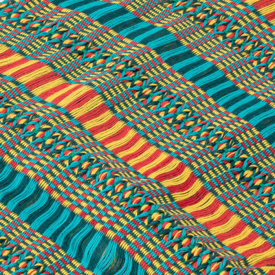Cotton poncho, 'Beach Stripes' - Handwoven Striped Cotton Poncho from Guatemala