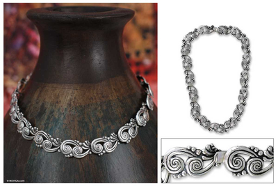 Halsband aus Sterlingsilber - Handgemachte mexikanische Taxco-Silber-Statement-Halskette