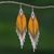 Beaded waterfall earrings, 'Lanna Arrow in Orange' - Extra Long Beaded Orange Waterfall Earrings thumbail