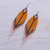 Beaded waterfall earrings, 'Lanna Arrow in Orange' - Extra Long Beaded Orange Waterfall Earrings (image 2b) thumbail