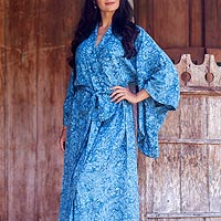 Batik robe, 'Garden of Illusion' - Women's Batik Patterned Robe