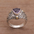 Amethyst and gold accent single stone ring, 'Deep Roots' - Sterling Silver and Amethyst Ring with 18K Gold Accents