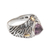 Amethyst and gold accent single stone ring, 'Deep Roots' - Sterling Silver and Amethyst Ring with 18K Gold Accents