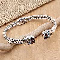 Multi-gemstone cuff bracelet, 'Sukawati Bright'