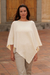 Cotton poncho, 'Ivory Grace' - Hand Made Cotton Knit Poncho (image 2) thumbail