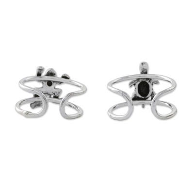 Sterling silver ear cuffs, 'Frog and Turtle' - Frog and Turtle Sterling Silver Ear Cuffs from Thailand