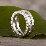 Men's Sterling Silver Band Ring from Peru, 'Gleaming Thor'