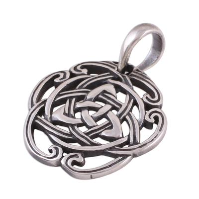 Sterling silver pendant, 'Celtic Reverie' - Celtic Knot Sterling Silver Pendant from India Artisan