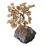 Citrine mini gemstone tree, 'Lemon Leaves' - Citrine and Amethyst Brazilian Mini Gemstone Tree Sculpture