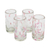 Recycled glass shot glasses, 'Party Pink' (set of 4) - Set of Four Recycled Glass Shot Glasses with Pink Accents
