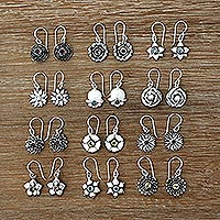Birthstone flowers dangle earrings, 'Birthday Flowers' - Hand Crafted Birthstone Dangle Earrings from Bali
