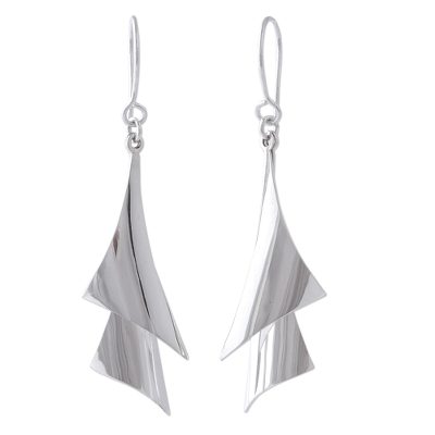 Silver dangle earrings, 'Freedom of Movement' - High-Polish 950 Silver Dangle Earrings from Mexico