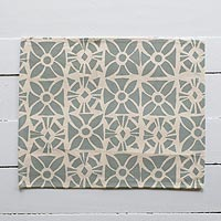 Hand-printed cotton canvas placemats, 'Drividrivi' (set of 4) - Canvas Placemats from Fiji (Set of 4)