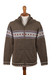 Men's 100% alpaca hoodie, 'Aventura' - Men's 100% Alpaca Brown Geometric Hoodie Jacket from Peru thumbail