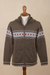 Men's 100% alpaca hoodie, 'Aventura' - Men's 100% Alpaca Brown Geometric Hoodie Jacket from Peru (image 2b) thumbail