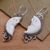 Garnet and bone dangle earrings, 'Owl Protector' - Garnet and Bone Owl Themed Dangle Earrings (image 2c) thumbail