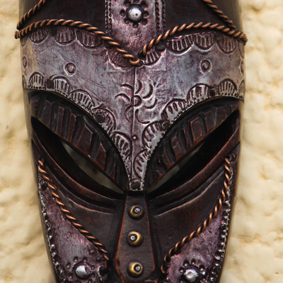 Máscara de madera Akan, 'Paciencia' - Máscara de pared de madera africana