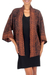 Batik kimono jacket, 'Javanese Chocolate' - Brown and Black Batik Rayon short kimono jacket