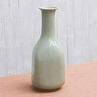 Celadon ceramic vase, 'Contemporary Chic' - Artisan Crafted Celadon Ceramic Vase