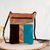 Leather accented suede sling, 'The Llama Way' - Brown and Teal Llama Pattern Leather Accented Suede Sling (image 2) thumbail