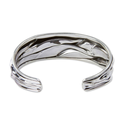 Amethyst cuff bracelet, 'Taxco Dusk' - Amethyst Modern Silver 950 Cuff Bracelet