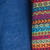 Cotton blend kimono-style cardigan, 'Market Walk in Blue' - Solid Blue Open Kimono Cardigan with Multicolor Sleeves