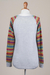 Cotton blend sweater, 'Cusco Market in Ash Grey' - Grey Tunic Sweater with Multi Color Patterned Sleeves (image 2f) thumbail