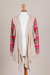 Cotton blend cardigan, 'Garden in Pale Beige' - Beige Open Front Cardigan with Multicolor Floral Sleeves
