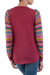 Cotton blend sweater, 'Andean Walk in Wine' - Wine Tunic Sweater with Multi Color Patterned Sleeves (image 2c) thumbail