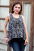 Sleeveless cotton top, 'Newly Ancient' - Black and White 100% Cotton High Low Sleeveless Top thumbail