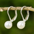 Cultured pearl drop earrings, 'Pure Lily' - Cultured Pearl Drop Earrings High Polish from Thailand (image 2) thumbail