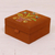 Embroidered jewelry box, 'Delightful Bouquet' - Floral Embroidered Jewelry Box in Pumpkin from India